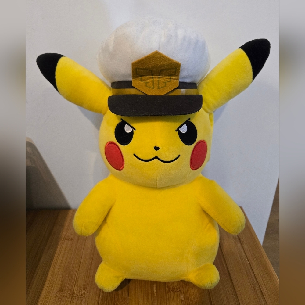 Pokemon Captain Pikachu Plush Toy 14 Inch Bandai Stuffed Doll Plushie